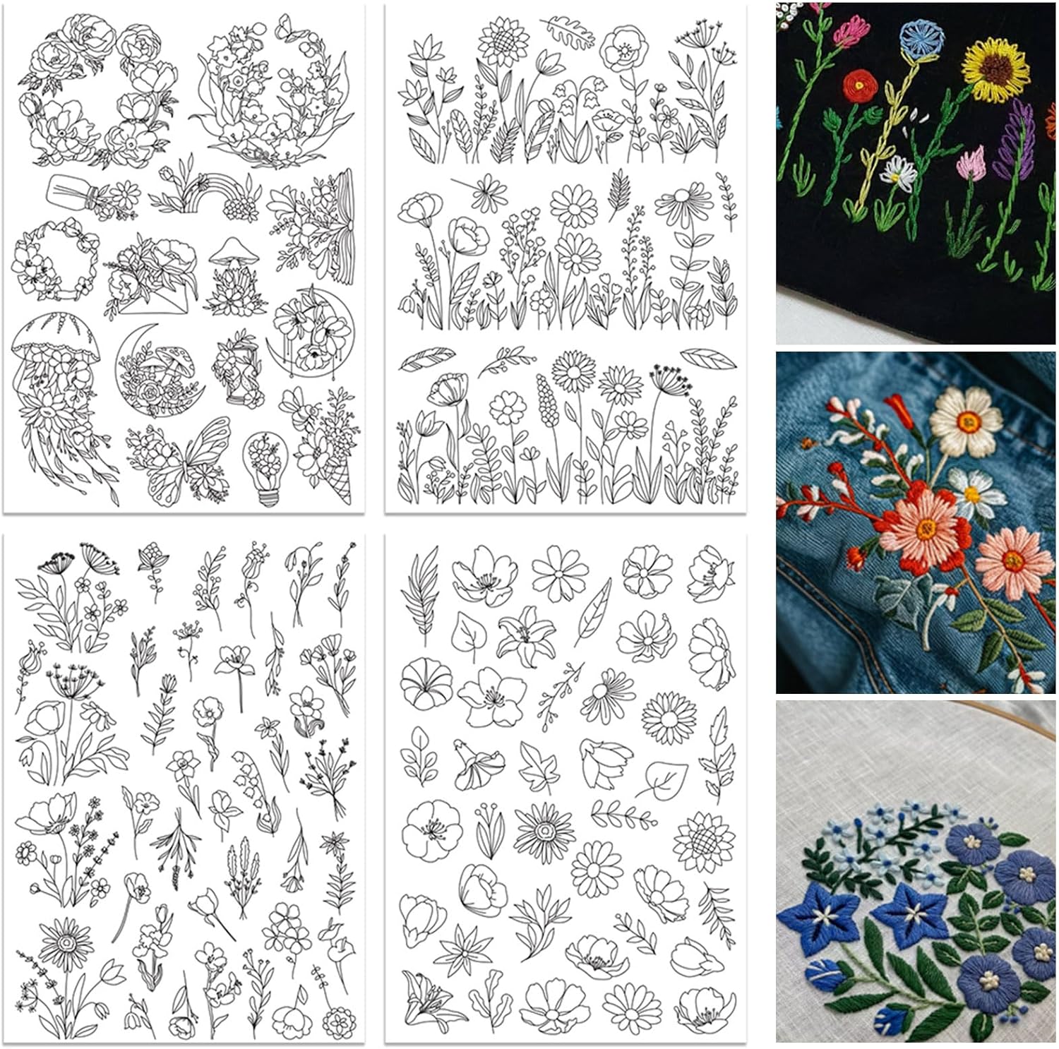 Embroidery Design Patterns Flowers - ORIGACH 4 листа водорастворимых стабилизаторов для