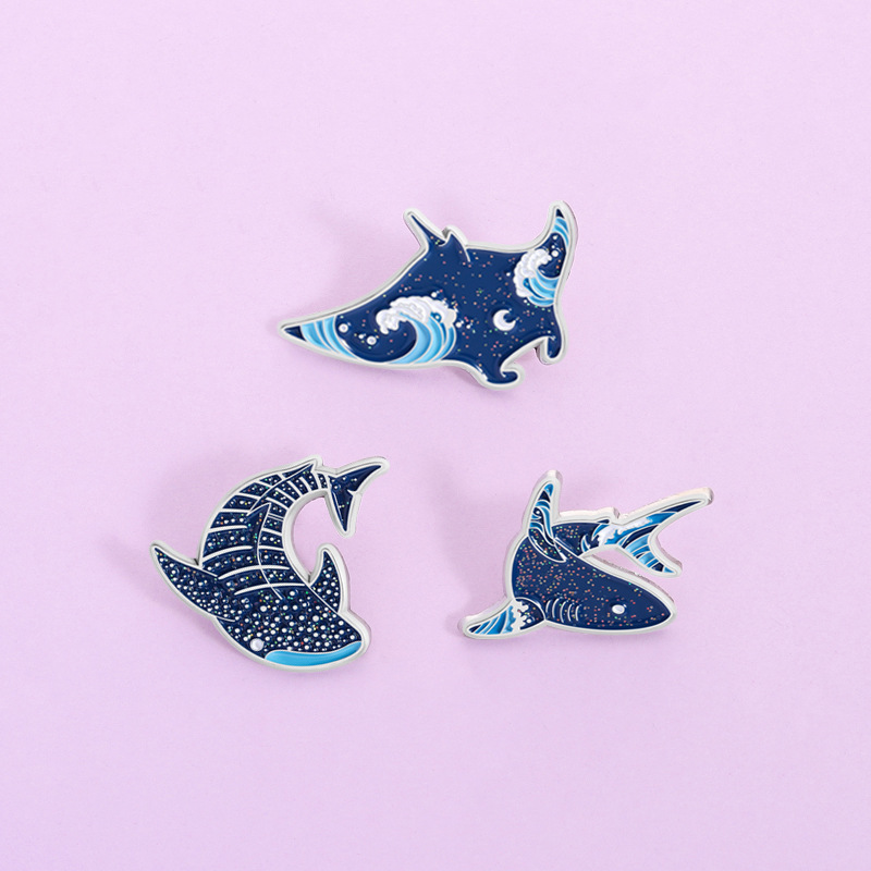 Embroidery Fish - Эмалевые значки с мультяшными морскими обитателями: