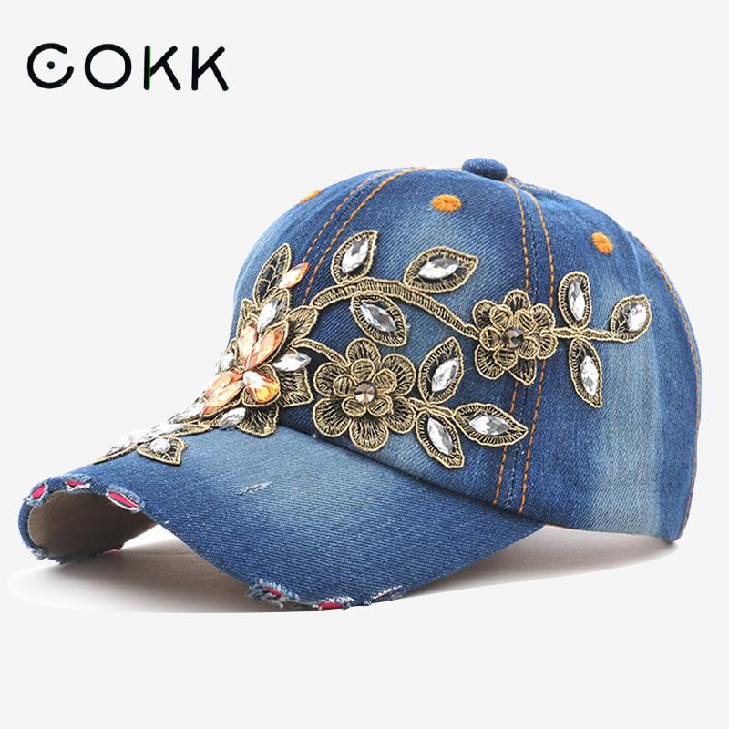 COKK женская бейсболка с алмаз – обзор и цена Embroidery Jeans Sakura