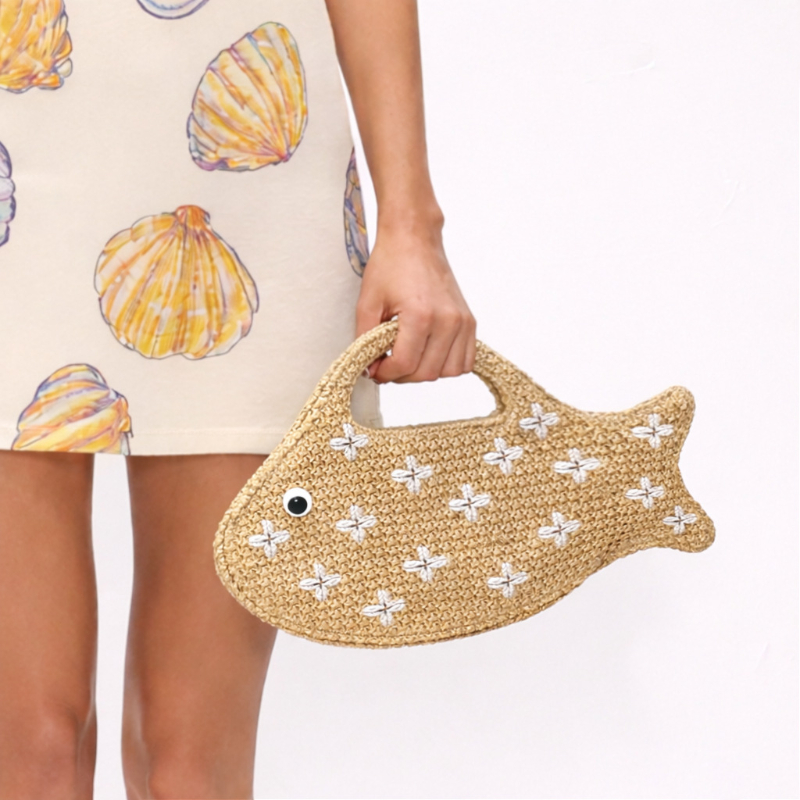 Сумка из рафии, плетеная из со – обзор и цена Embroidery Fish