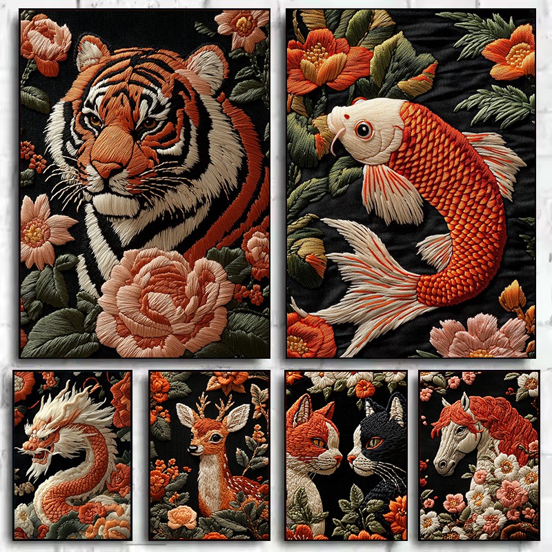 1 шт. художественный постер в  – обзор и цена Embroidery Fish