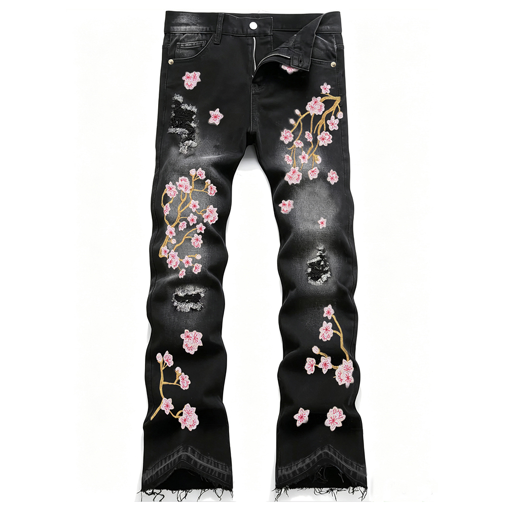 Мужские джинсы-клеш из эластич – обзор и цена Embroidery Jeans Sakura