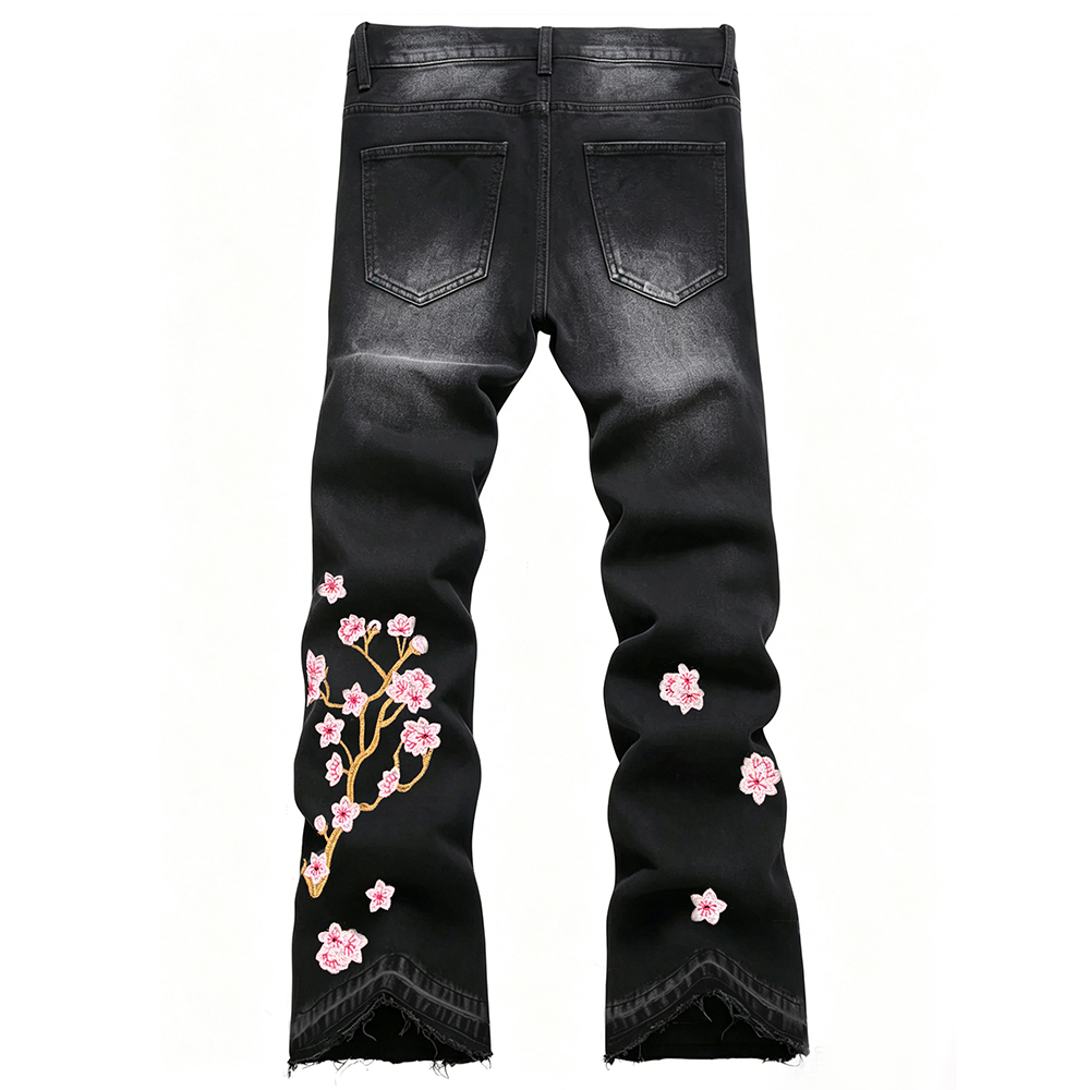Мужские джинсы-клеш из эластич – обзор и цена Embroidery Jeans Sakura